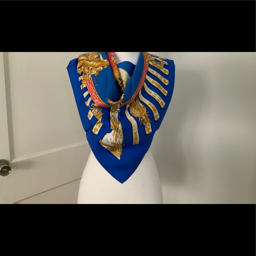 Vintage Authentic Hermes La Marine A Rames Silk Scarf Shawl